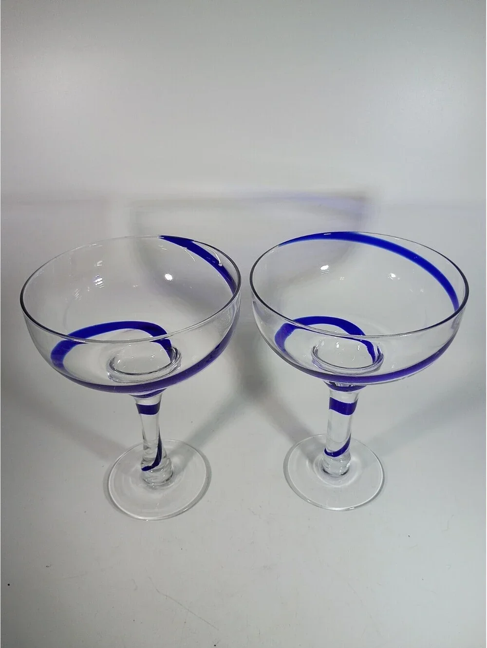 Pier 1 Cobalt Blue Swirline  Margarita Glasses Set of 2 Retired